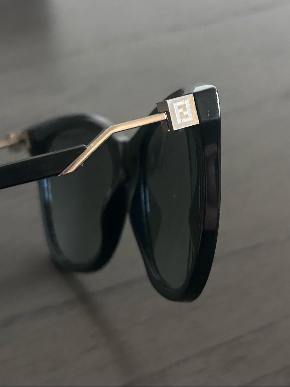 Authentic Fendi Black Cat-Eye Sunglasses Gold Accents